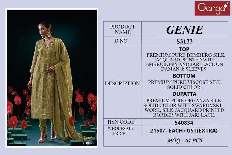 Ganga genie 3133 Designer dress material wholesalers in Delhi