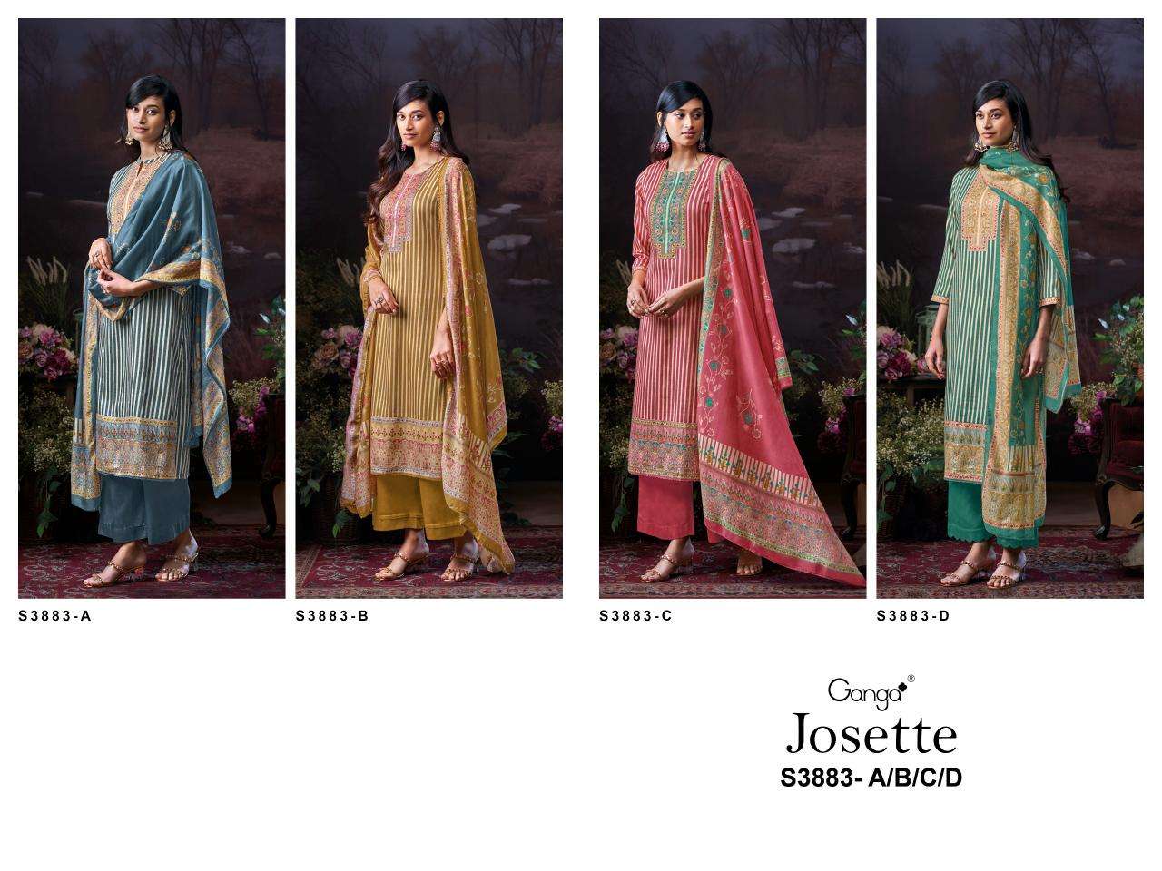 Ganga josette 3883 Best dress material wholesalers in Delhi