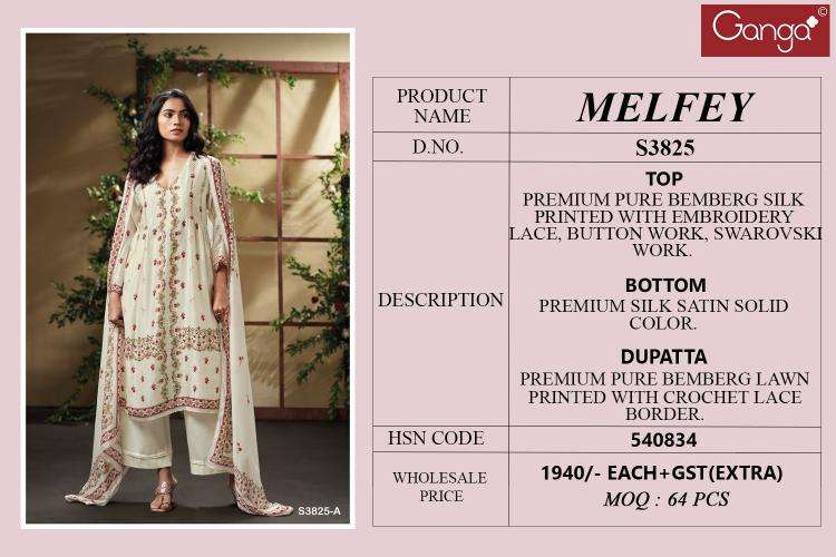 Ganga melfey 3825 Surat dress material wholesale market