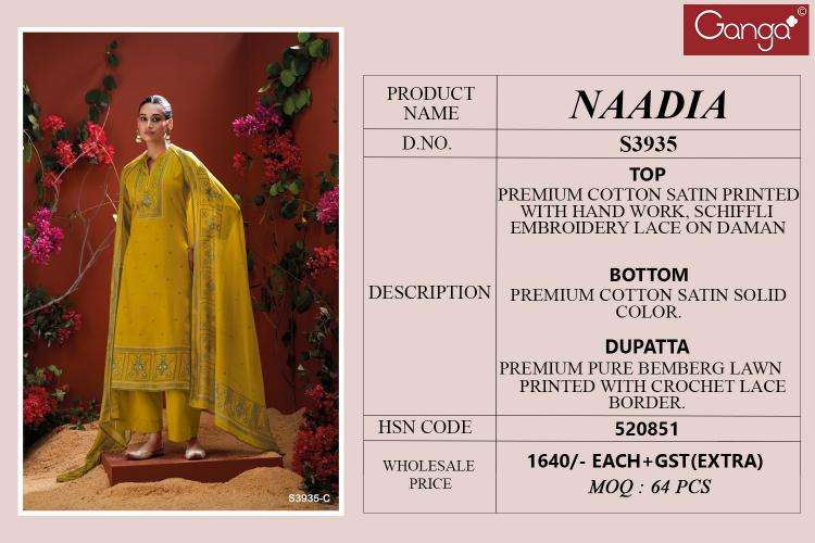Ganga naadia 3935 Dress material suppliers in Delhi