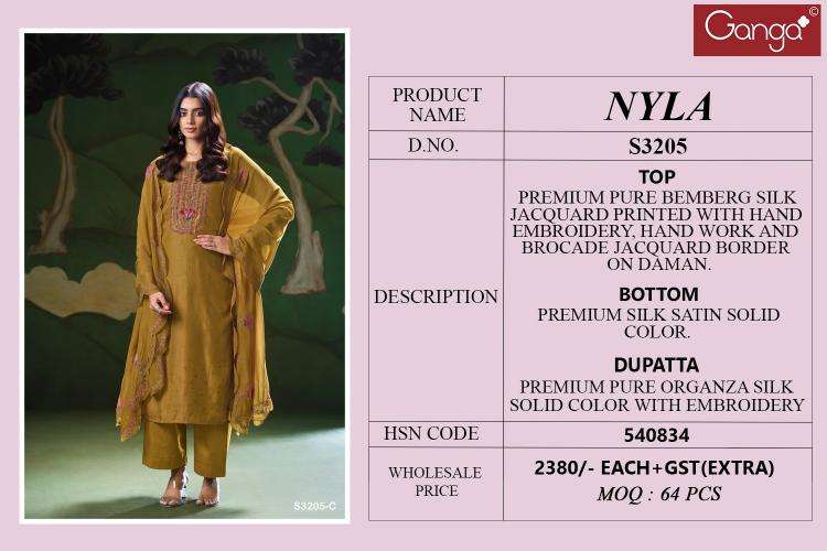 Ganga nyla 3205 Wholesale dress materials suppliers in India