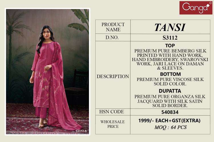 Ganga tansi 3112 Wholesale dress material market