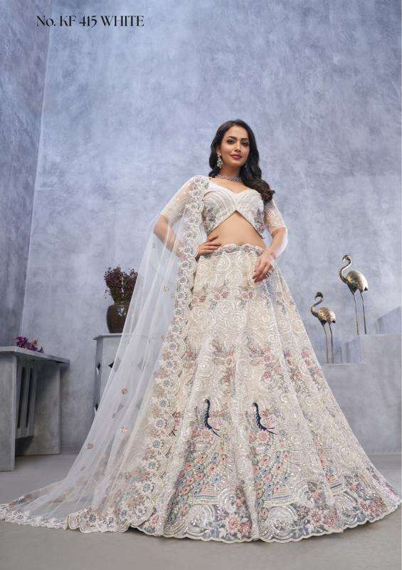 KF-415 Soft net White Designer lehenga choli wholesale in Gujarat