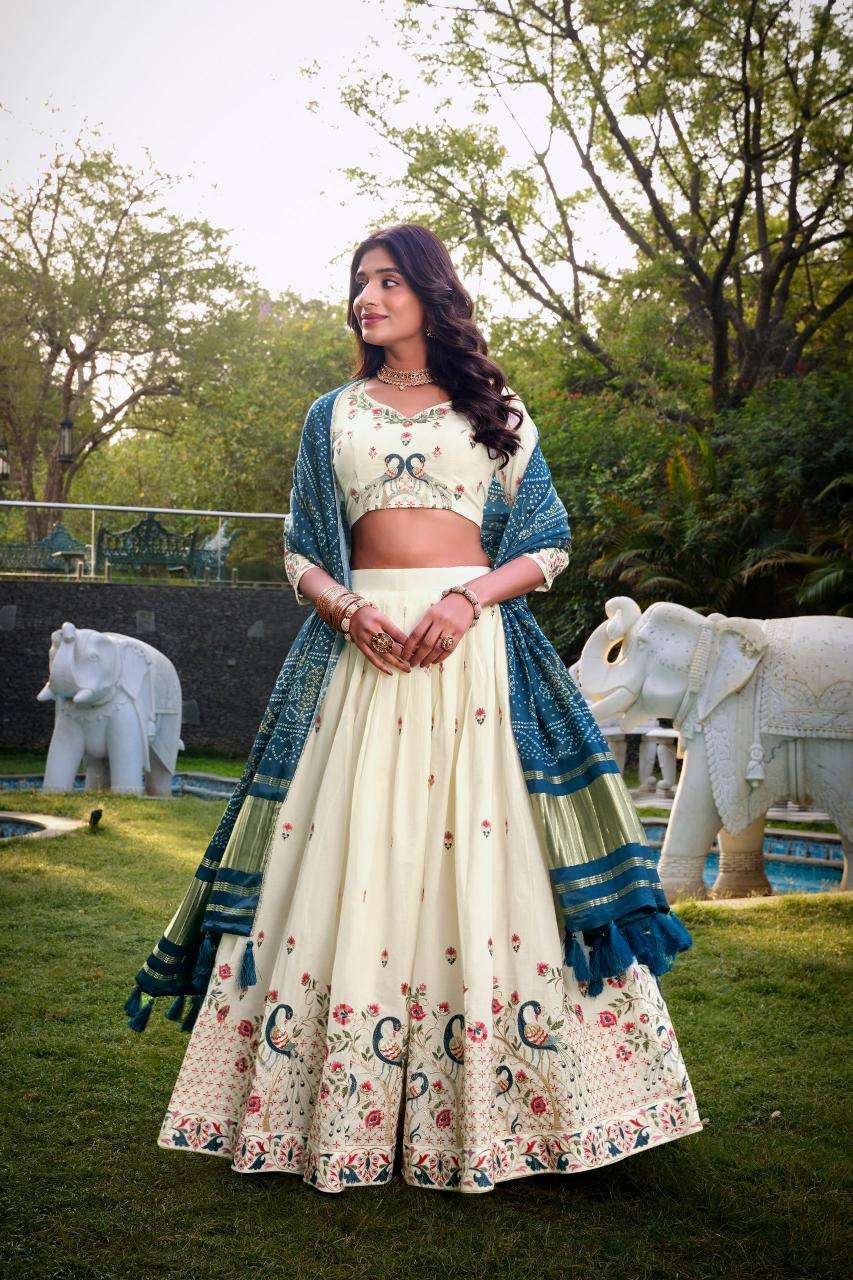 LNB Khadi cotton PCK Blue Lehenga choli manufacturers