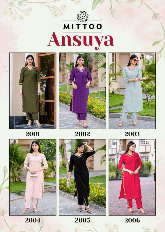 Mittoo ansuya coord set Surat wholesale kurti market