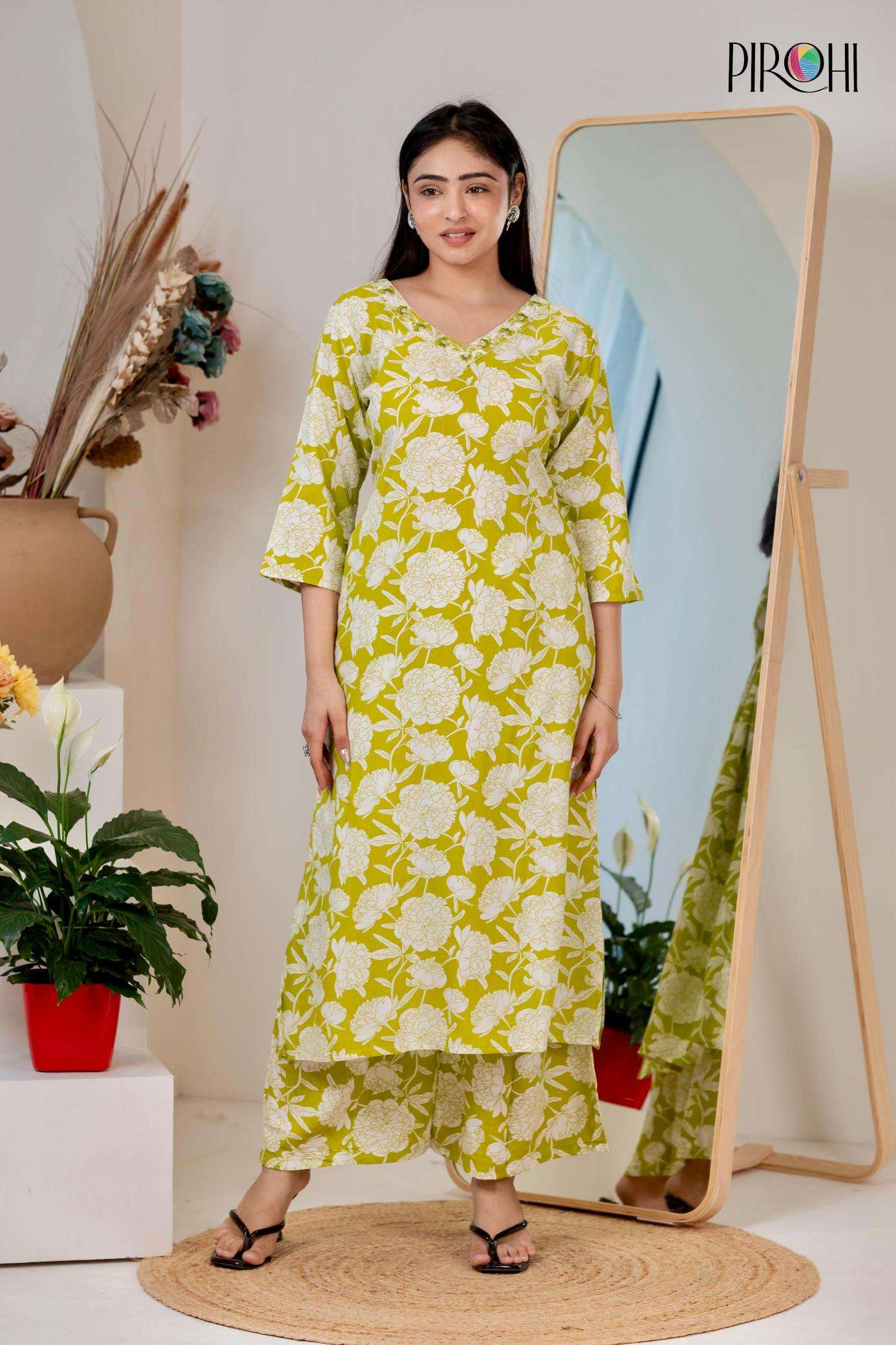 Pirohi kanchi reyon print coord set Wholesale kurtis in Mumbai