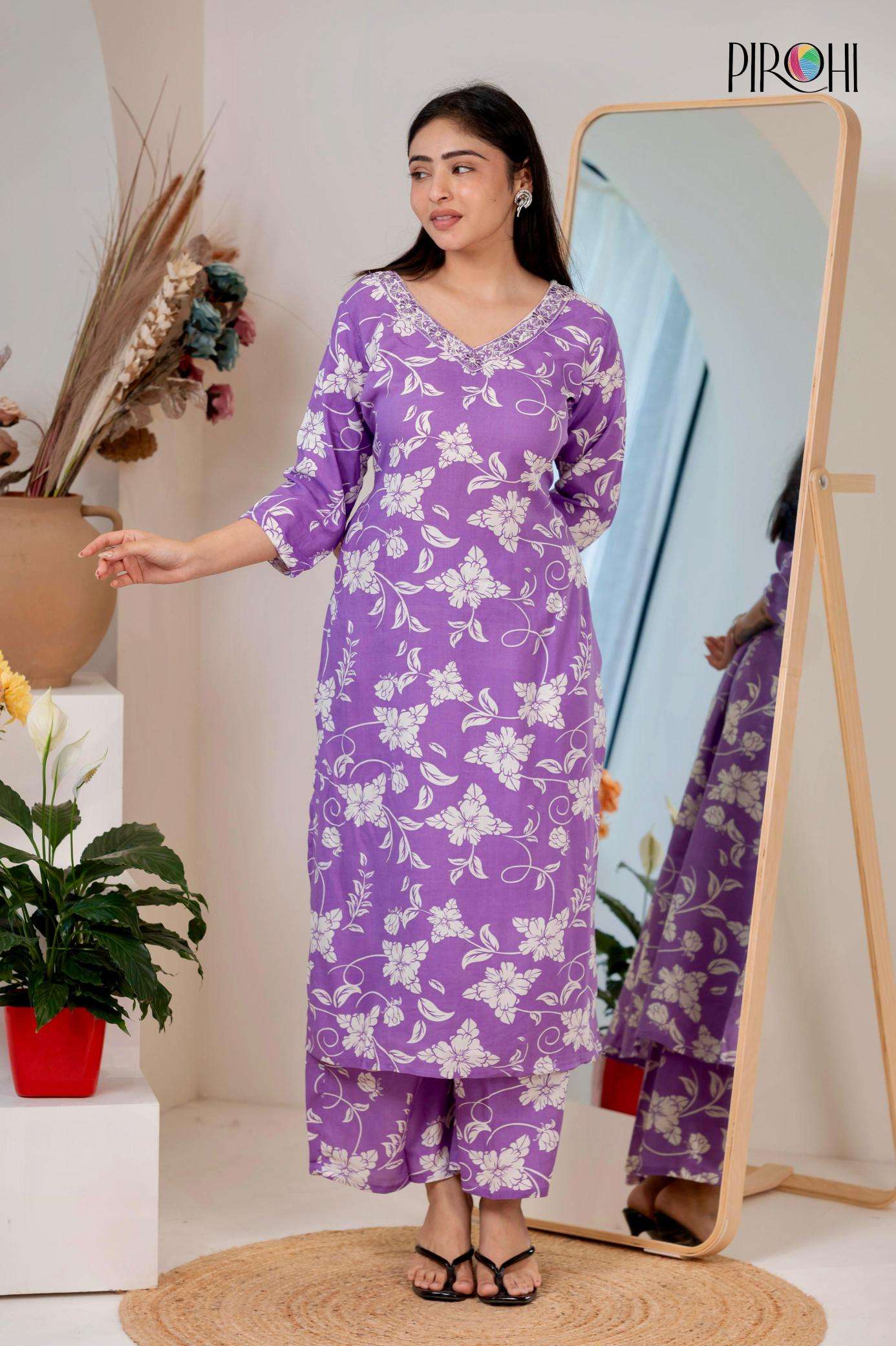 Pirohi kanchi reyon print coord set Wholesale kurtis in Mumbai