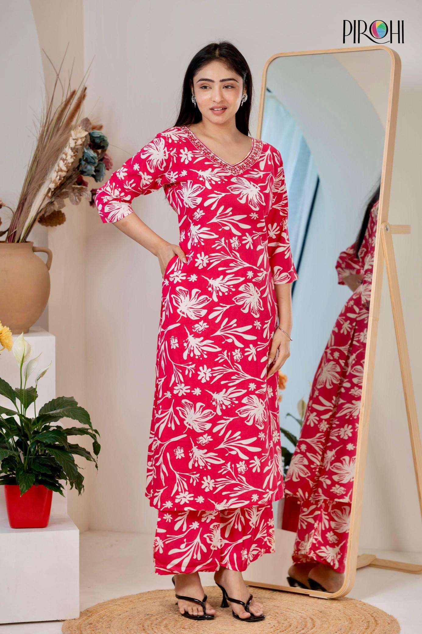 Pirohi kanchi reyon print coord set Wholesale kurtis in Mumbai