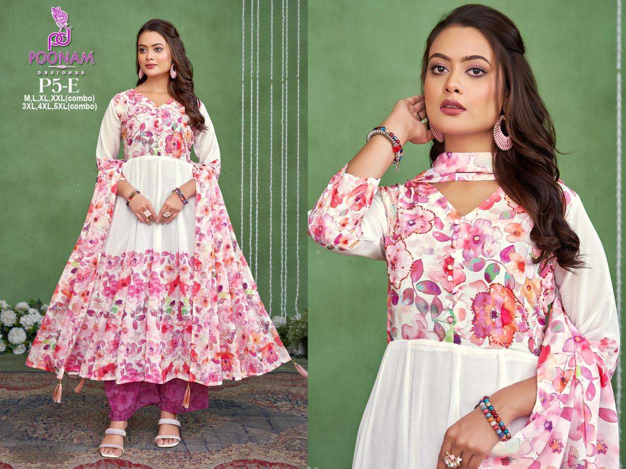 Poonam designer 3 pcs gown Surat kurti online wholesale