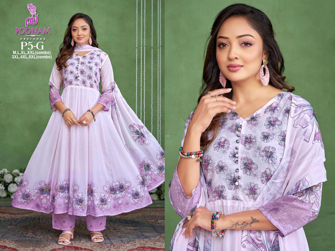 Poonam designer 3 pcs gown Surat kurti online wholesale