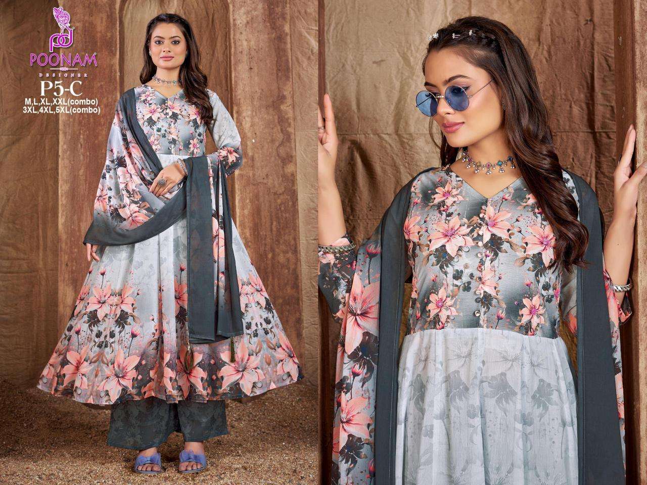 Poonam designer 3 pcs gown Surat kurti online wholesale
