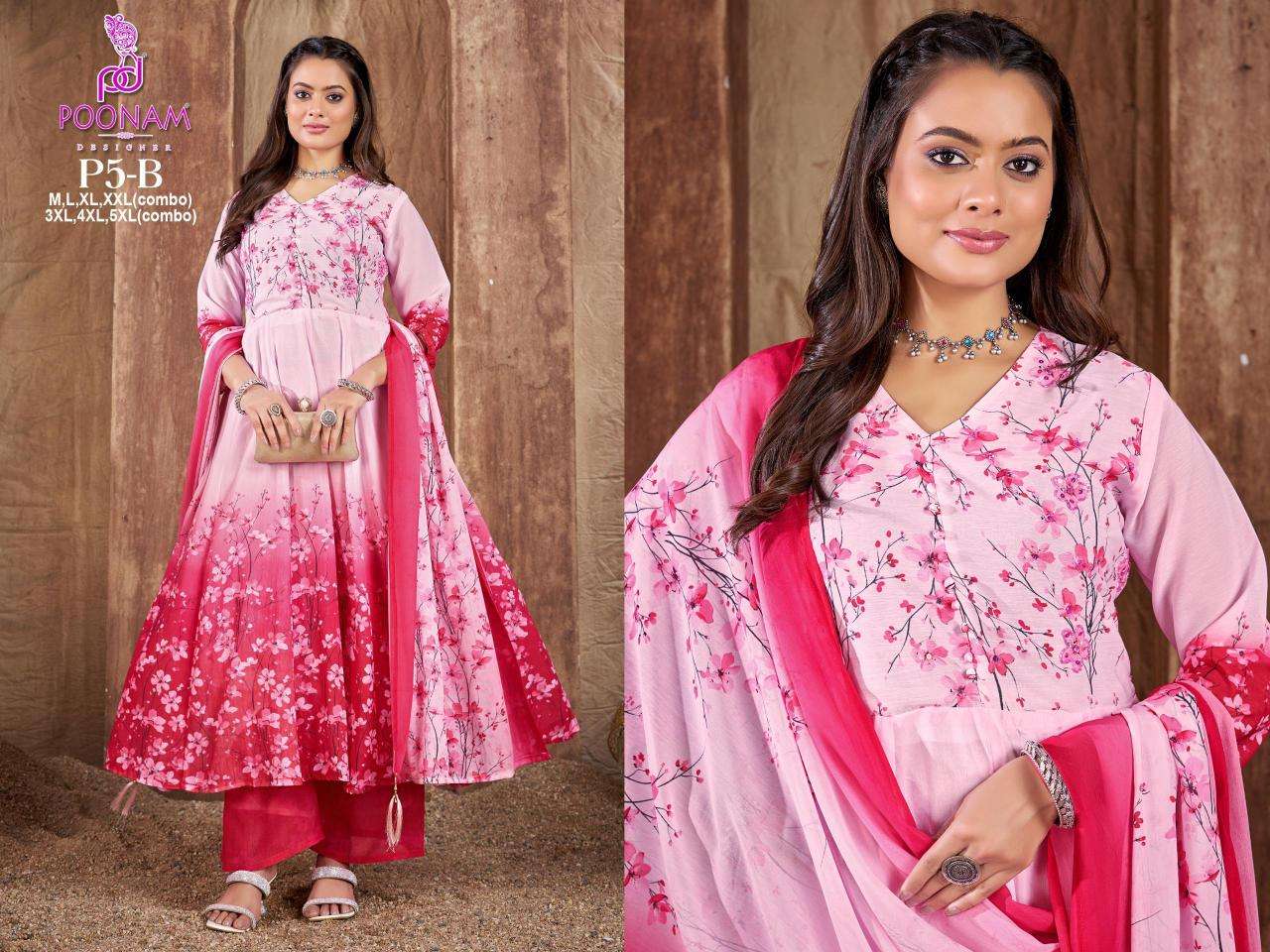 Poonam designer 3 pcs gown Surat kurti online wholesale