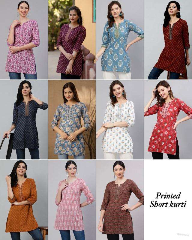 Shorya cotton printed short top Wholesale designer kurtis in India