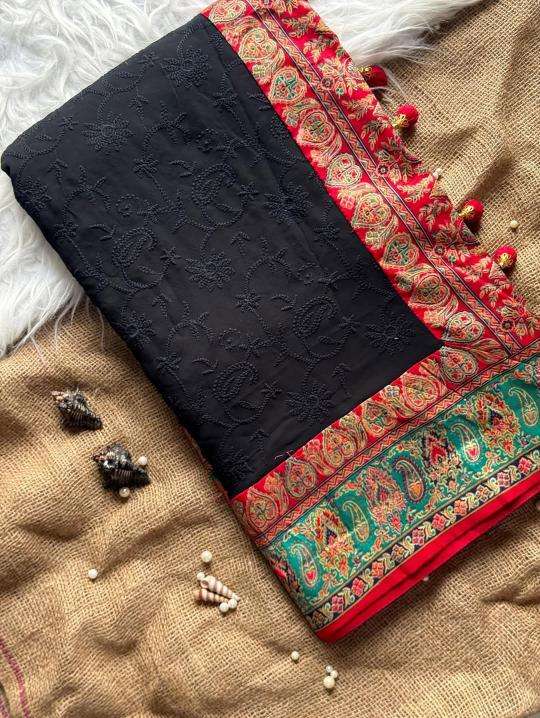 Shorya georgette lukhnowi Saree exporters in India