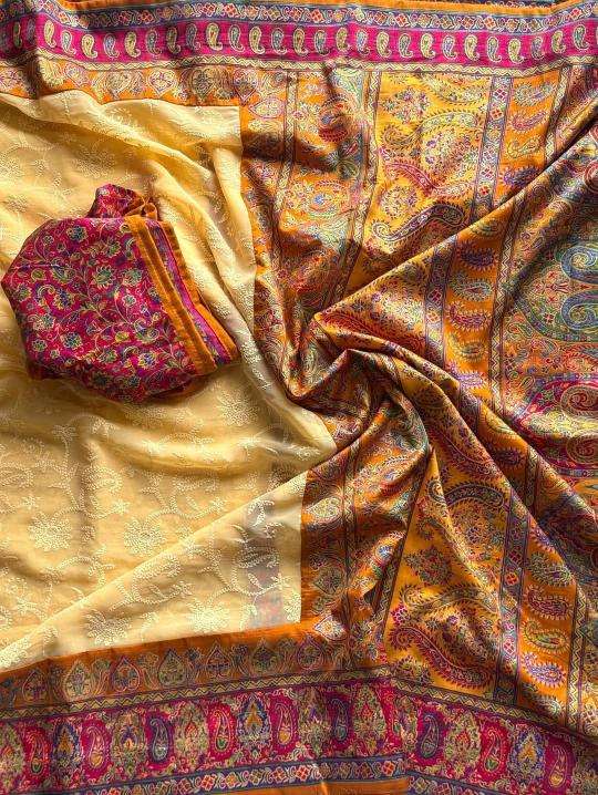 Shorya georgette lukhnowi Saree exporters in India