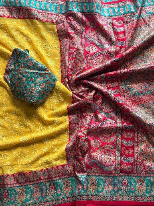 Shorya georgette lukhnowi Saree exporters in India