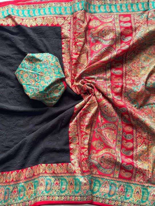 Shorya georgette lukhnowi Saree exporters in India