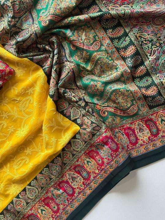 Shorya georgette lukhnowi Saree exporters in India