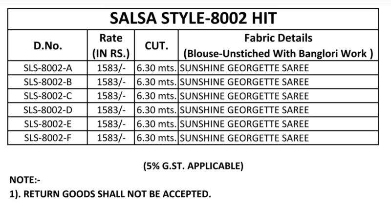Shorya TFH salsa style d.no 8002 Saree wholesale suppliers in Surat