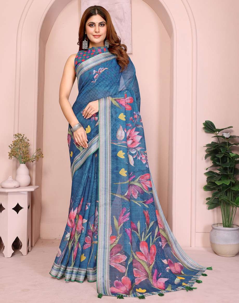 Vc Krishi B Linen Cotton Crafted Wholesale saree supplier in Surat