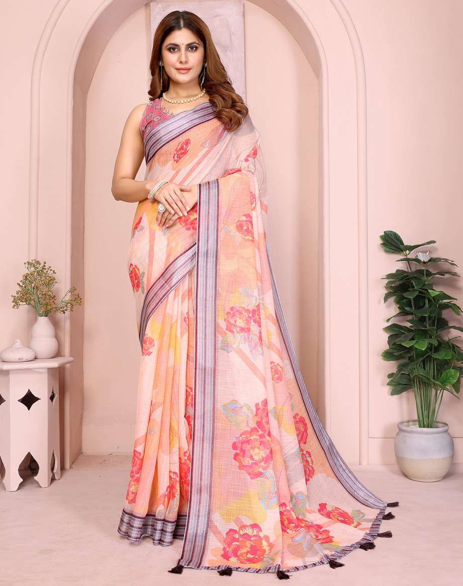 Vc Krishi B Linen Cotton Crafted Wholesale saree supplier in Surat