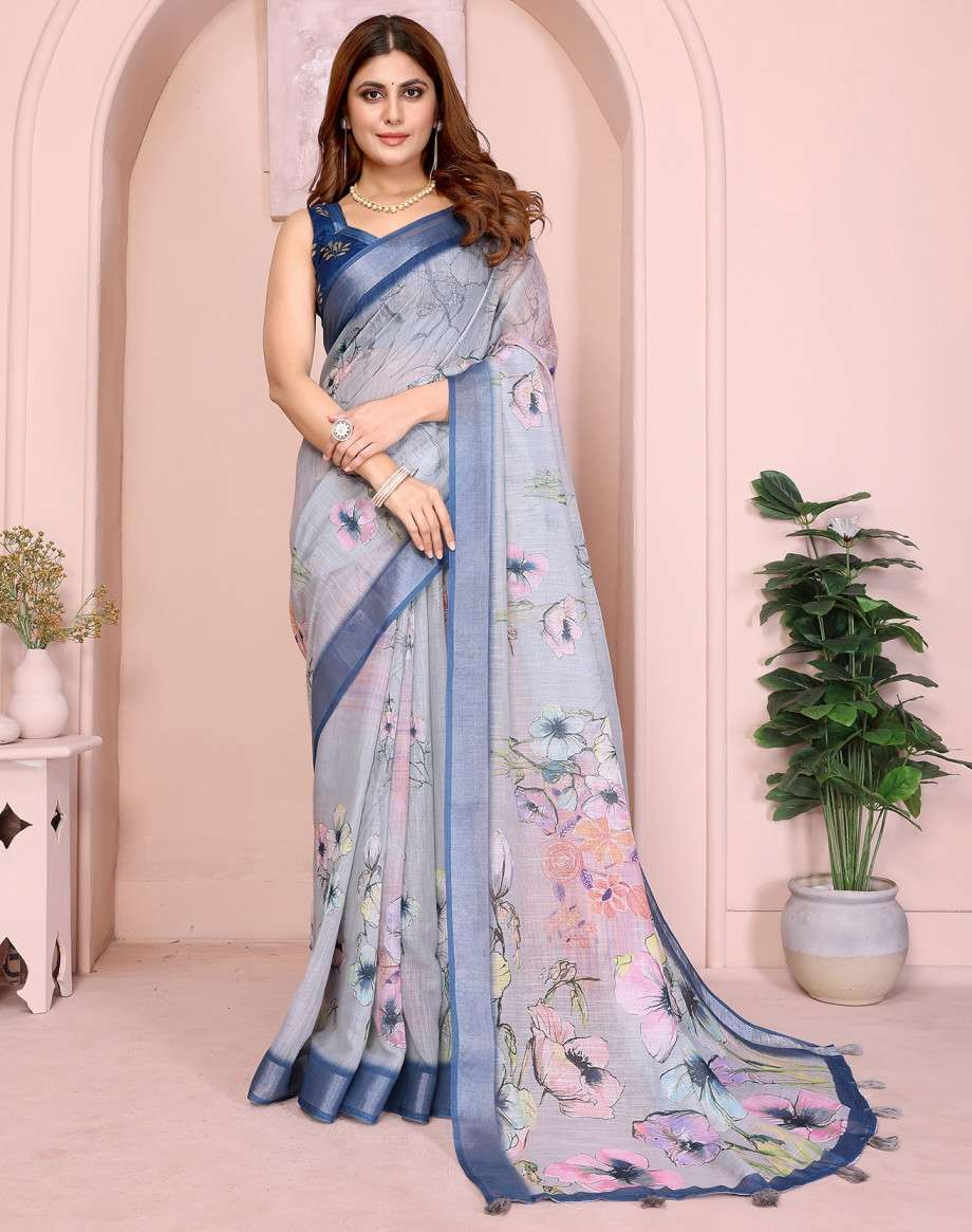 Vc Krishi B Linen Cotton Crafted Wholesale saree supplier in Surat