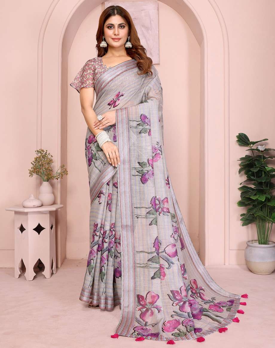 Vc Krishi B Linen Cotton Crafted Wholesale saree supplier in Surat