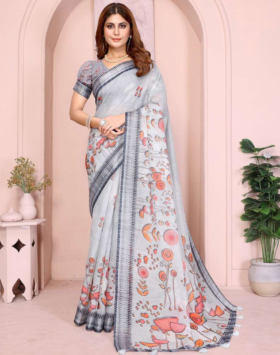 Vc Krishi B Linen Cotton Crafted Wholesale saree supplier in Surat