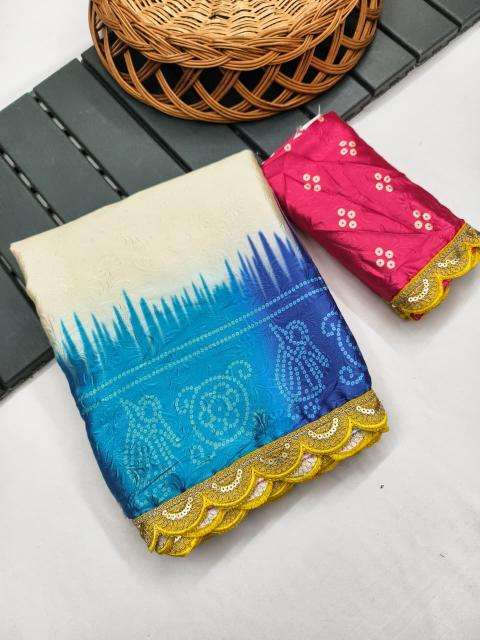 Akshara gajji silk colourful bandhej print best saree wholesale market in india