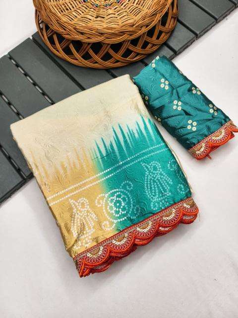 Akshara gajji silk colourful bandhej print best saree wholesale market in india