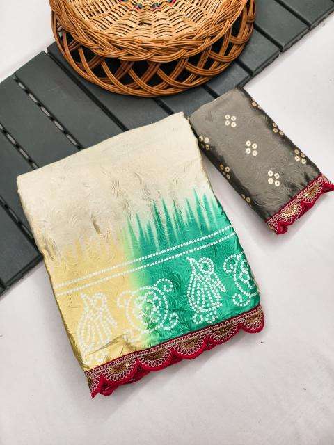 Akshara gajji silk colourful bandhej print best saree wholesale market in india