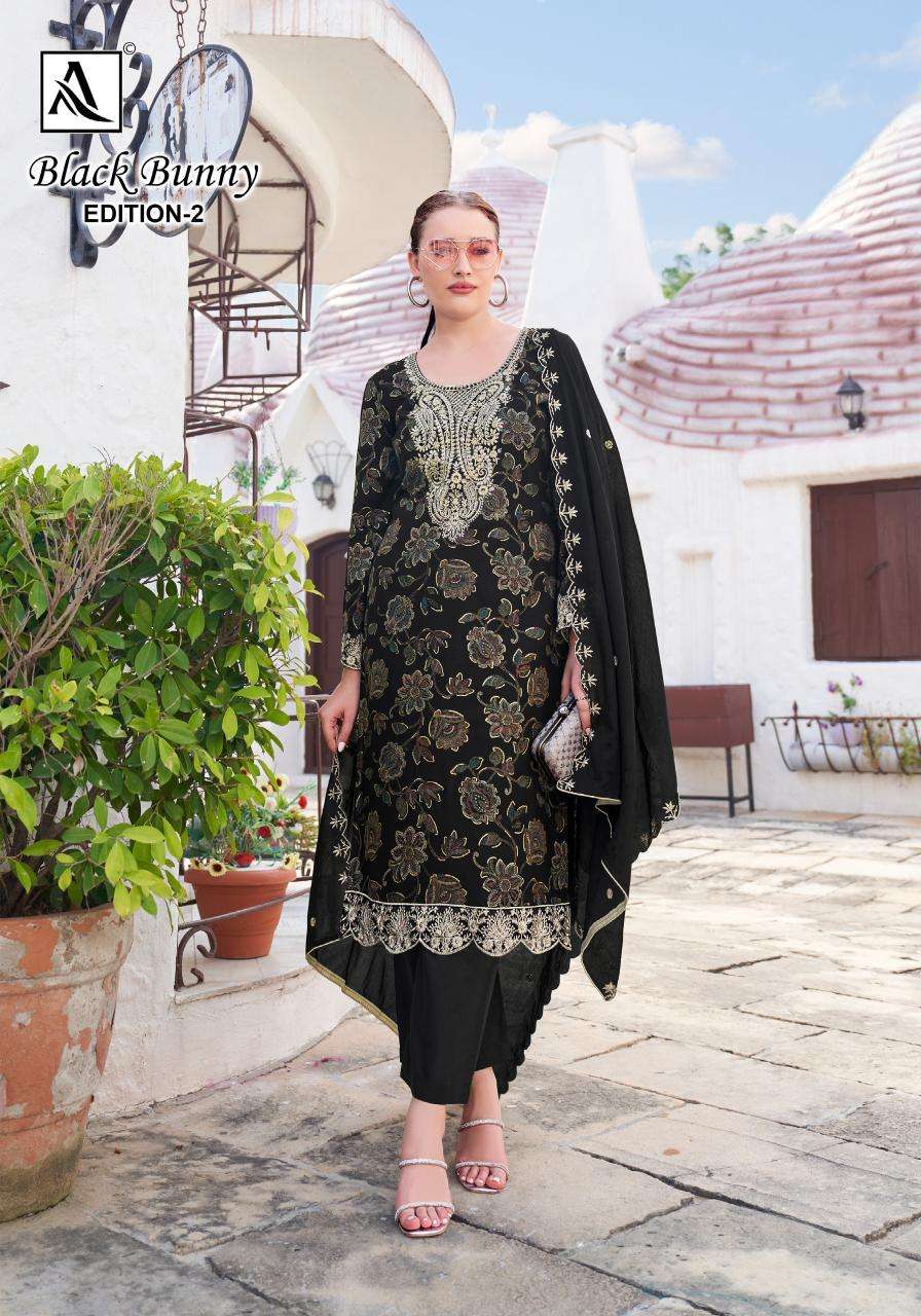 Alok suit black bunny 2 best Dress materials wholesale market in india