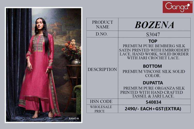 Ganga bozena 3047 wholesale dress material market in surat