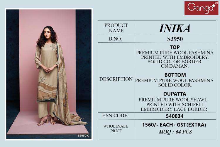 Ganga inika 3950 wholesale dress material in delhi