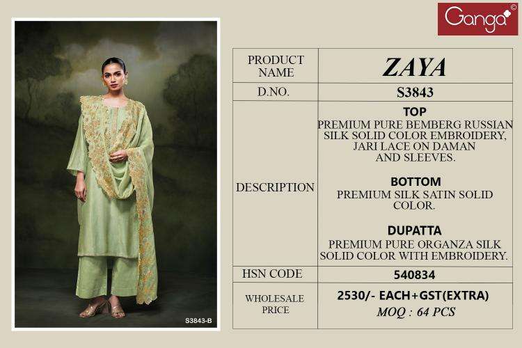 Ganga zaya 3843 Wholesale dress material dealers in surat