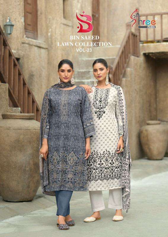 Shree fabs bin saeed lawn collection vol 23 wholesale dealers for dress materials in delhi