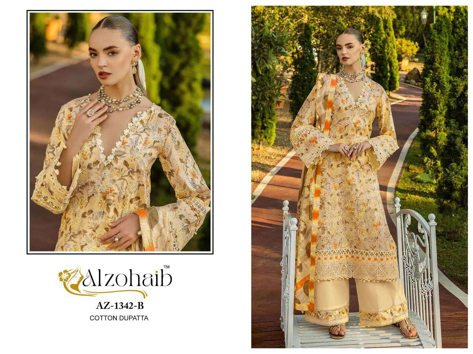 Alzohaib Az 1342 A And B Cotton Dupatta Designer Salwar Kameez Kolkata