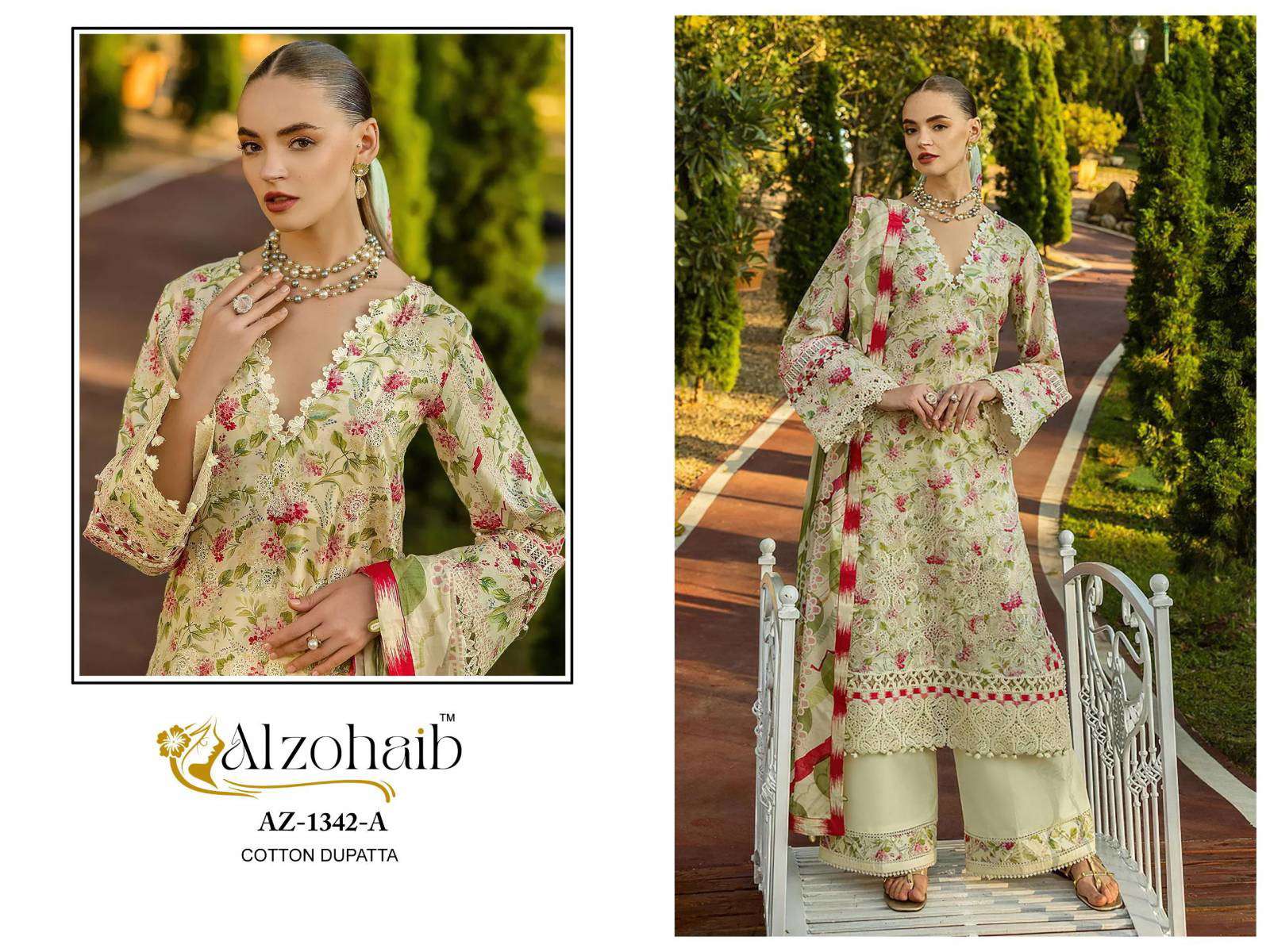 Alzohaib Az 1342 A And B Cotton Dupatta Designer Salwar Kameez Kolkata