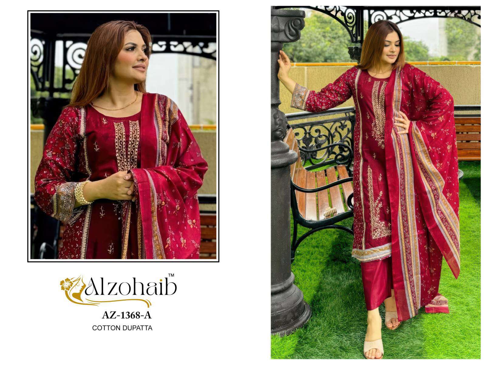 Alzohaib Az 1368 A And B Cotton Dupatta Wholesale Salwar Kameez suppliers in Hyderabad