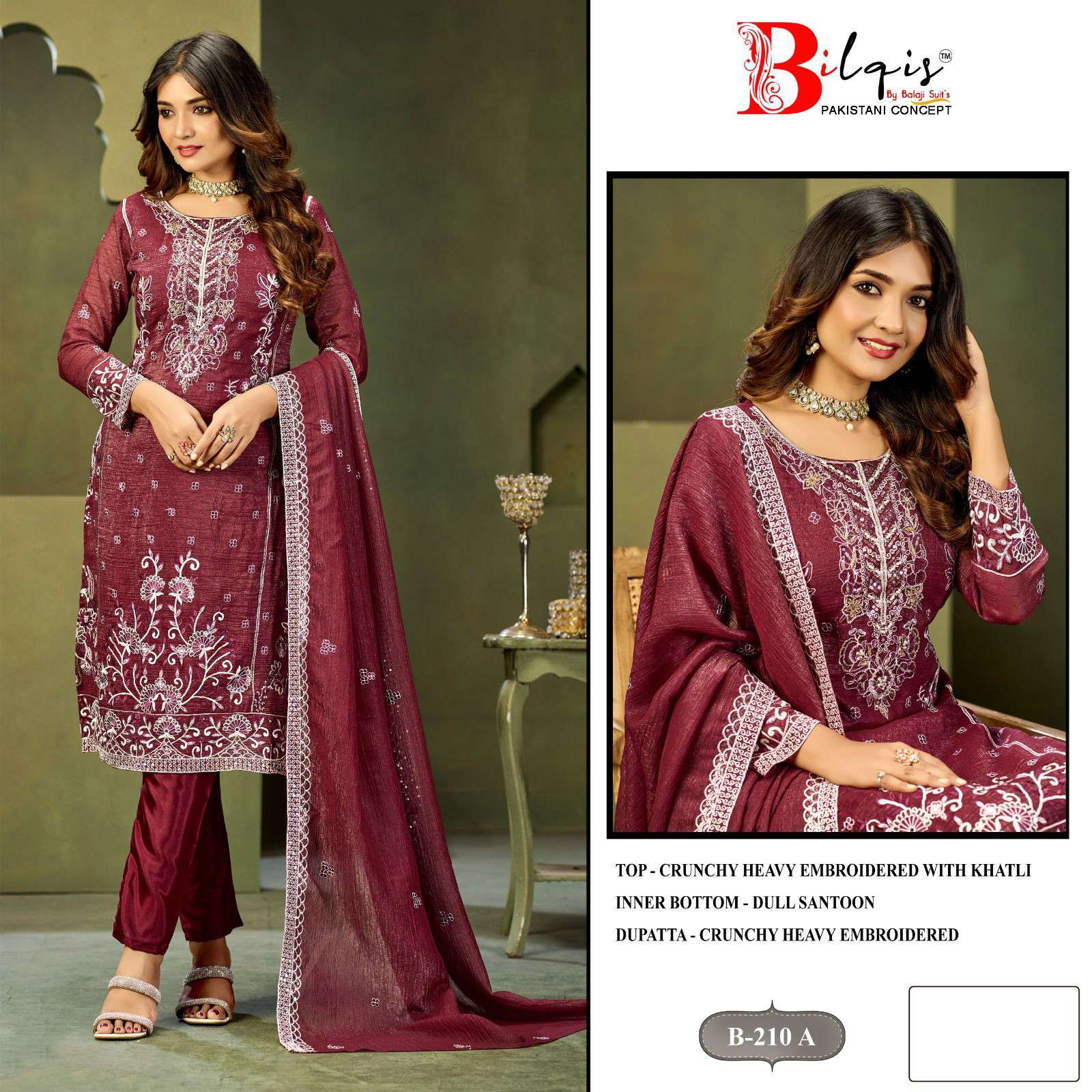 Bilqis B 210 A To D Crunchy delhi salwar kameez online