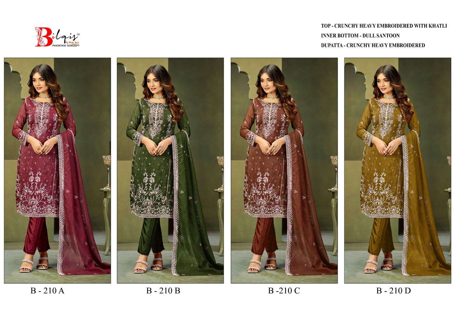 Bilqis B 210 A To D Crunchy delhi salwar kameez online