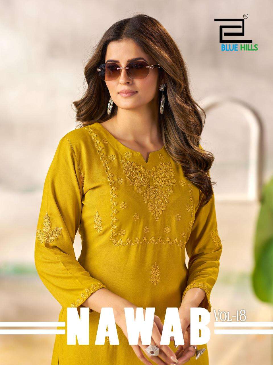 Blue hills nawab vol 18 Kurti manufacturers in Surat textile market