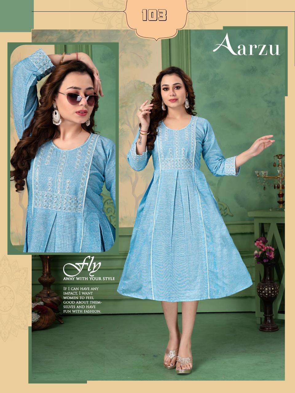 FT aarzu d flex Wholesale designer Kurtis in India