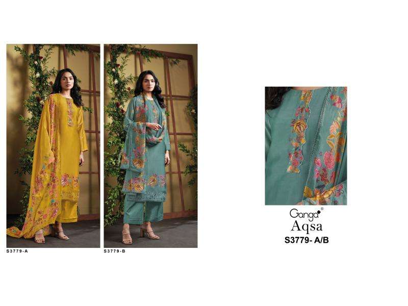Ganga aqsa 3779 Unstitched dress material wholesalers in Delhi