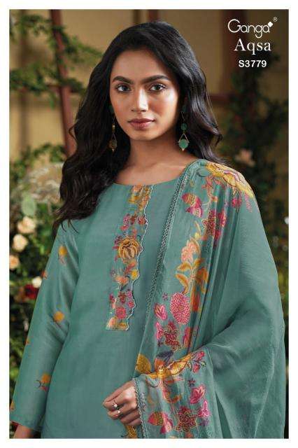 Ganga aqsa 3779 Unstitched dress material wholesalers in Delhi