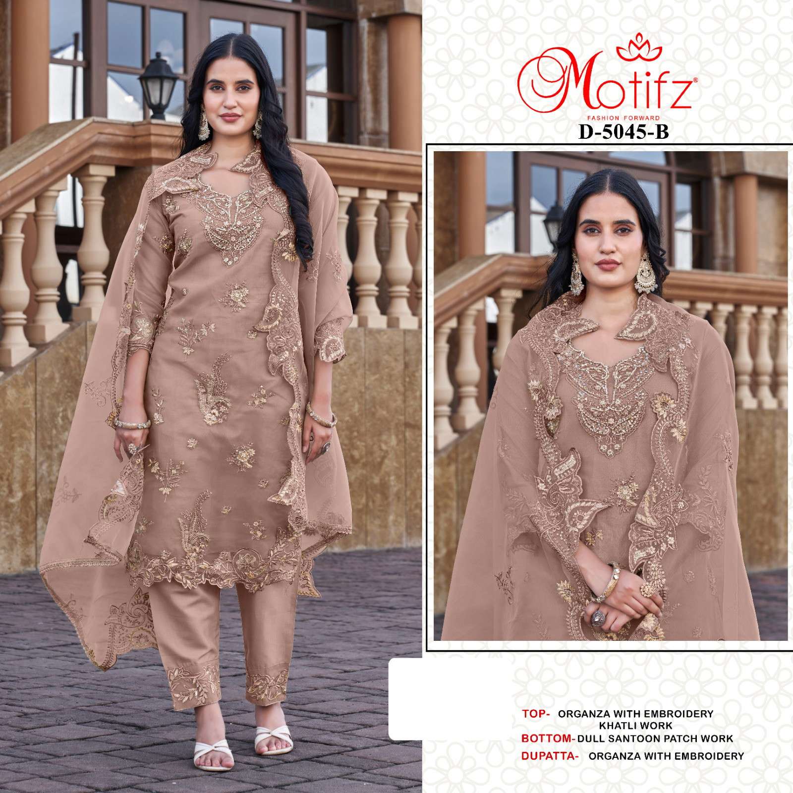 Motifz 5045 A To D Organza pakistani suits wholesalers in pakistan