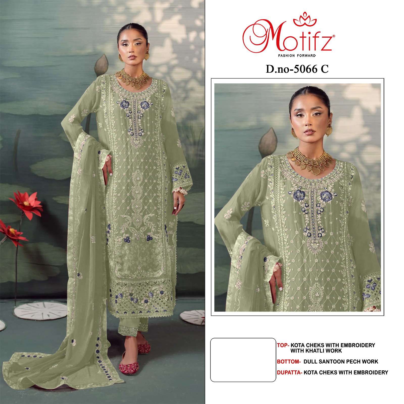 Motifz 5066 A To D Kota Checks Embroidery pakistani wholesale clothes in usa