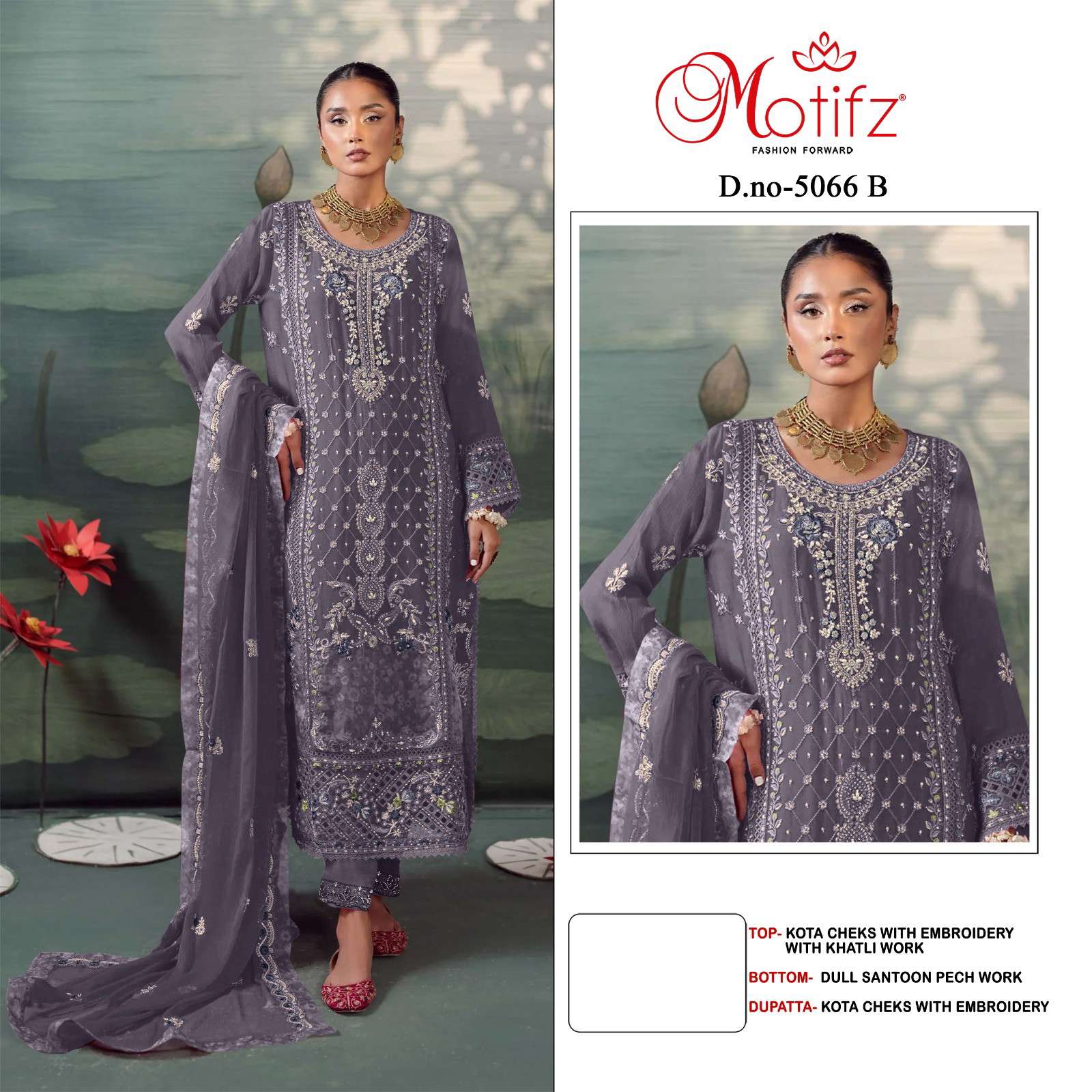Motifz 5066 A To D Kota Checks Embroidery pakistani wholesale clothes in usa