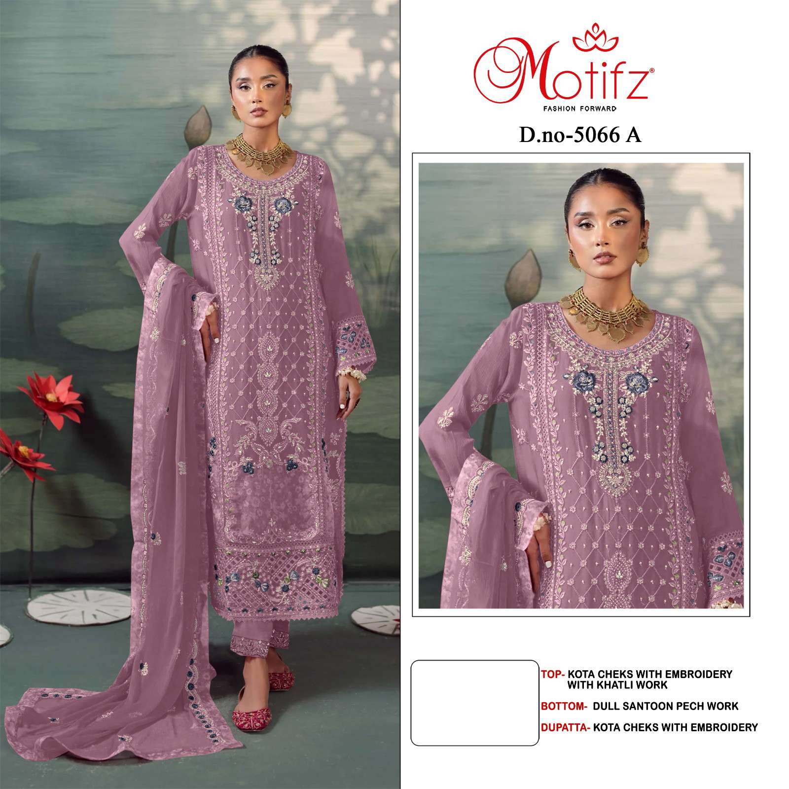 Motifz 5066 A To D Kota Checks Embroidery pakistani wholesale clothes in usa