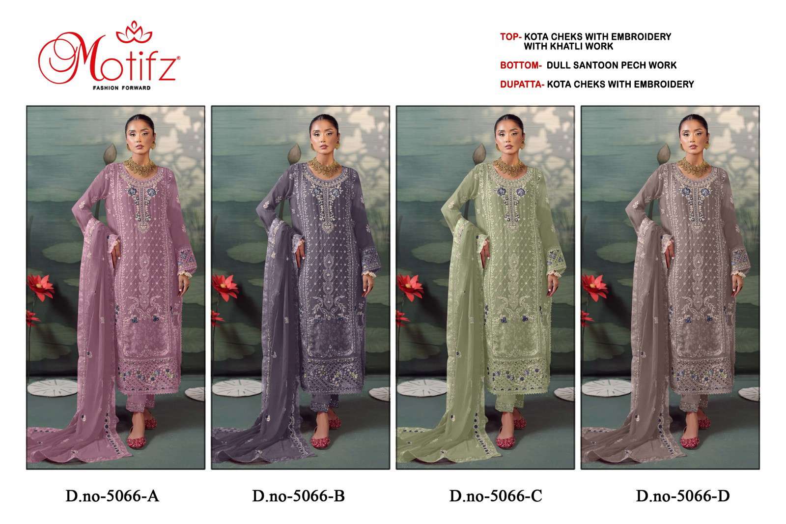 Motifz 5066 A To D Kota Checks Embroidery pakistani wholesale clothes in usa
